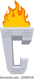 Torch Letter Alphabet Vector Element
