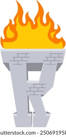 Torch Letter Alphabet Vector Element