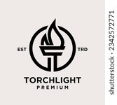 Torch letter t icon design illustration Template