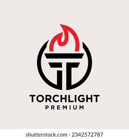 Torch letter t icon design illustration Template