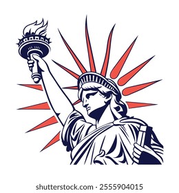 Torch of Liberty Bold Silhouette Icon Vector for Enlightenment and Leadership Design.