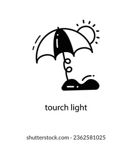 Fackel Light Doodle Icon Design Illustration. Reisesymbol auf weißem Hintergrund EPS10-Datei