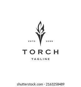 Torch light fire logo icon design template flat vector