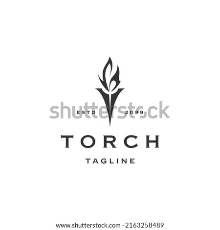 Torch light fire logo icon design template flat vector