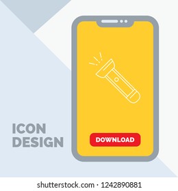 torch, light, flash, camping, hiking Line Icon in Mobile for Download Page