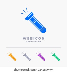torch, light, flash, camping, hiking 5 Color Glyph Web Icon Template isolated on white. Vector illustration