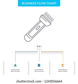 torch, light, flash, camping, hiking Business Flow Chart Design with 3 Steps. Line Icon For Presentation Background Template Place for text