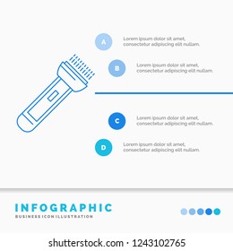 torch, light, flash, camping, hiking Infographics Template for Website and Presentation. Line Blue icon infographic style vector illustration