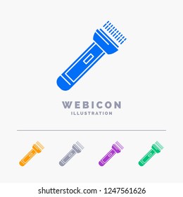 torch, light, flash, camping, hiking 5 Color Glyph Web Icon Template isolated on white. Vector illustration