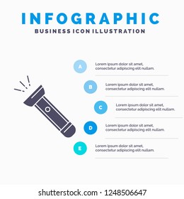 torch, light, flash, camping, hiking Infographics Template for Website and Presentation. GLyph Gray icon with Blue infographic style vector illustration.