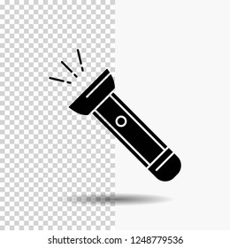 torch, light, flash, camping, hiking Glyph Icon on Transparent Background. Black Icon