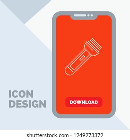 torch, light, flash, camping, hiking Line Icon in Mobile for Download Page