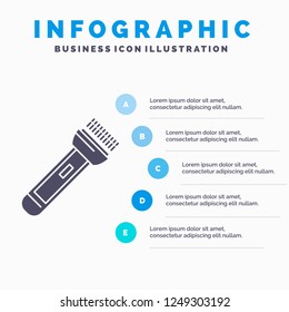 torch, light, flash, camping, hiking Infographics Template for Website and Presentation. GLyph Gray icon with Blue infographic style vector illustration.