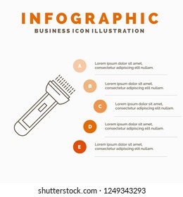 torch, light, flash, camping, hiking Infographics Template for Website and Presentation. Line Gray icon with Orange infographic style vector illustration