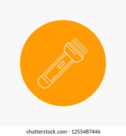 torch, light, flash, camping, hiking White Line Icon in Circle background. vector icon illustration