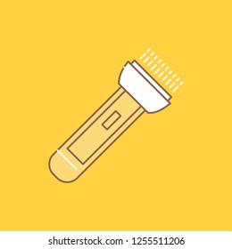 torch, light, flash, camping, hiking Flat Line Filled Icon. Beautiful Logo button over yellow background for UI and UX, website or mobile application