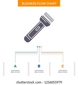 torch, light, flash, camping, hiking Business Flow Chart Design with 3 Steps. Glyph Icon For Presentation Background Template Place for text.