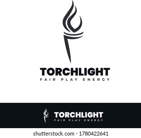 Torch Light Minimalist Vector Line Logo