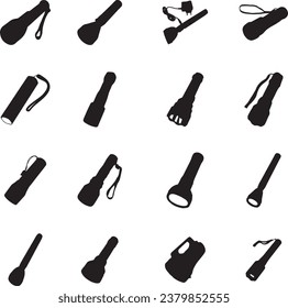 torch light Silhouette Vector Art Icons