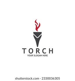 Plantilla de diseño de logotipo de vectores de luz antorcha
