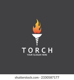 Torch Light Vector Logo Design Template