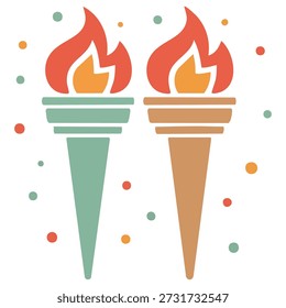 Torch lighting Olympic flame transfer vector illustration isolated