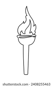 Arte de la línea de la antorcha. Ilustración simple del fuego
