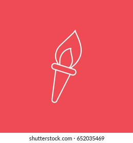 Torch Line Icon On Red Background