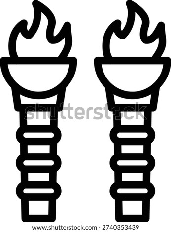 Torch Line Icon and Vector