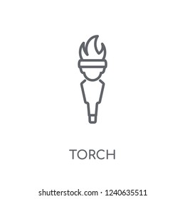 Torch linear icon. Modern outline Torch logo concept on white background from camping collection. Suitable for use on web apps, mobile apps and print media.