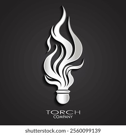 torch logo 3d silver symbol