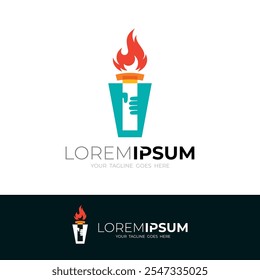 torch logo being held, simple design template, sport icons