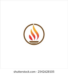 Logotipo da tocha com círculos castanhos e laranja