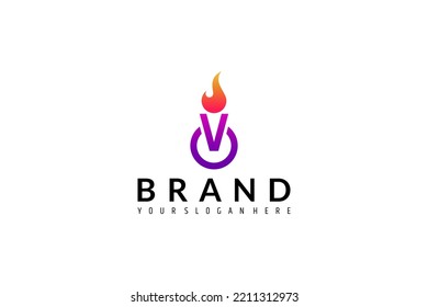 torch logo with circle variation in flat design style