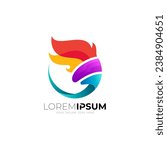 torch logo with a circular appearance and a colorful 3D appearance