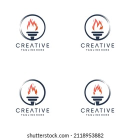 Colección de logotipos de antorcha con concepto abstracto moderno Vector Premium