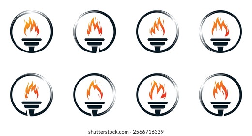 Torch logo collection with modern abstract concept Premium Vector
