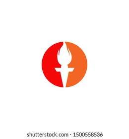 Torch logo design with fire icon template