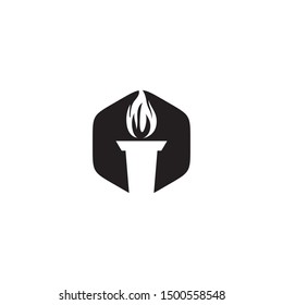 Torch logo design with fire icon template