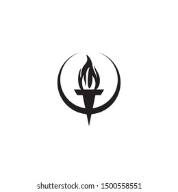 Torch logo design with fire icon template