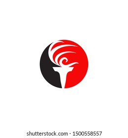 Torch logo design with fire icon template