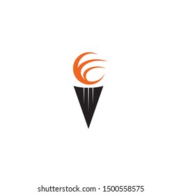 Torch logo design with fire icon template