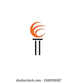 Torch logo design with fire icon template