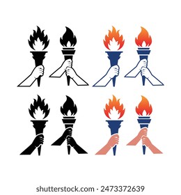 Torch Logo Design icon Vector Illustration template