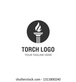 torch logo design inspiration with law icon  and shield
