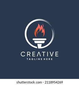 Torch Logo Design With Modern Abstract Concept Premium Vector