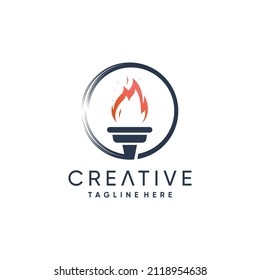 Torch logo design with modern abstract concept Premium Vector