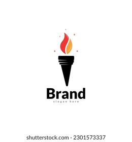 Ilustración vectorial de diseño del logotipo de la antorcha