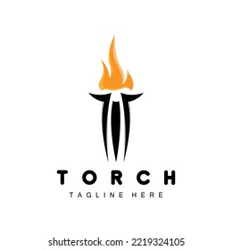 Logotipo de la antorcha, diseño del fuego, logotipo de la carta, icono de la marca del producto