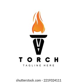 Torch Logo, Fire Design, Letter Logo, Product Brand Icon
